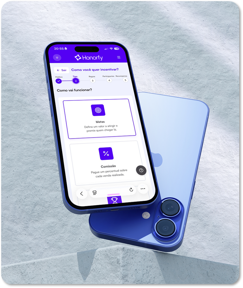 App Honorfy: criar campanha de incentivo no celular